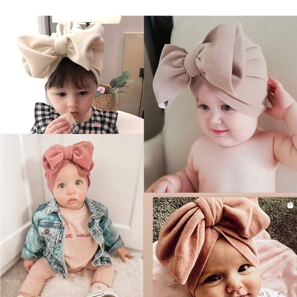 Baby Girl Bow Turban and Bandana Bib Set - Picture 5 of 9